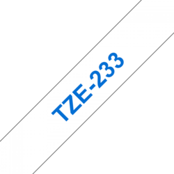 Brother TZe-233, bílá / modrá, laminovaná, šířka 12mm, délka 8m