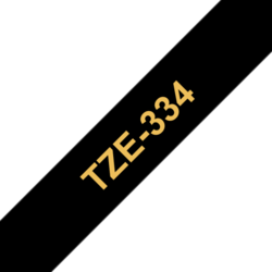Brother TZe-334, černá/zlatá, laminovaná, šířka 12mm, délka 8m