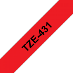 Brother TZe-431, červená / černá, šířka 12mm, délka 8m, laminovaná