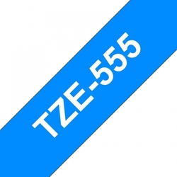 Brother TZe-555, bílý tisk na modré, šířka 24 mm, laminovaná