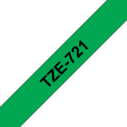 Brother TZe-721, zelená / černá (9mm, laminovaná)