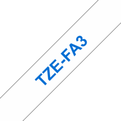 Brother TZe-FA3, zažehlovací páska, modrý tisk na bílé, šířka 12 mm