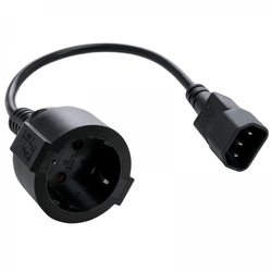 C-TECH kabel síťový adaptér C14 (M) -> schuko (F), 15 cm