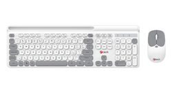 C-TECH Quallis WLKMC-05, bezdrátový combo set s myší, bílá, USB, CZ/SK