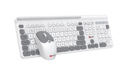 C-TECH Quallis WLKMC-05, bezdrátový combo set s myší, bílá, USB, CZ/SK
