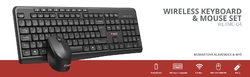 C-TECH WLKMC-04, bezdrátový combo set s myší, černý, USB, CZ/SK