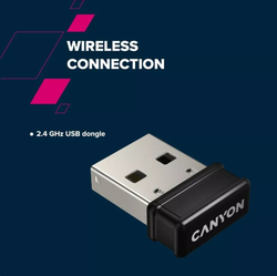 CANYON HKB-W03 bezdrátová CS klávesnice 2,4 Ghz, 105 kláves, 10 mil. stisků, šedá