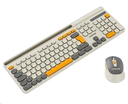 CANYON HSET-W5 bezdrátový SET CS klávesnice + optická myš, 2,4 Ghz, 105 kláves, béžový