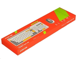 CANYON HSET-W5 bezdrátový SET CS klávesnice + optická myš, 2,4 Ghz, 105 kláves, béžový