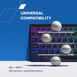 CANYON keyboard HKB-W11 EN/CS RGB Dual Mode Wireless Grey