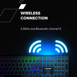CANYON keyboard HKB-W11 EN/CS RGB Dual Mode Wireless Grey