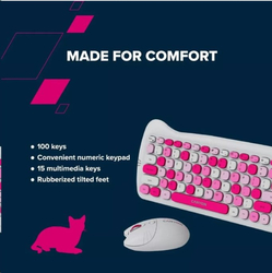 CANYON Kitty edice HSET-W6, bezdrátový SET CS klávesnice + optická myš + ochranné pouzdro + podložka, modrá