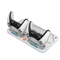CANYON multifunkční chladící stojan pro PS5, nabíjení 2 PS5 ovladačů, bílý