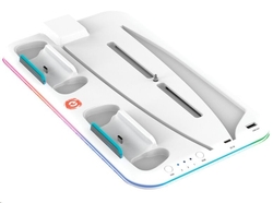 CANYON multifunkční chladící stojan pro PS5, nabíjení 2 PS5 ovladačů, bílý