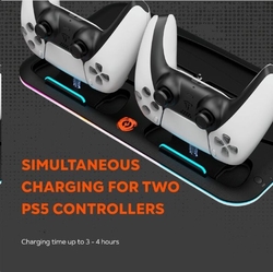 CANYON multifunkční chladící stojan pro PS5, nabíjení 2 PS5 ovladačů, bílý
