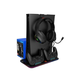 CANYON multifunkční chladící stojan pro PS5, nabíjení 2 PS5 ovladačů, černý