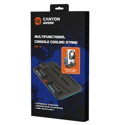 CANYON multifunkční chladící stojan pro PS5, nabíjení 2 PS5 ovladačů, černý