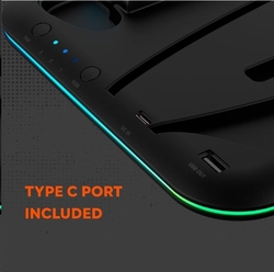 CANYON multifunkční chladící stojan pro PS5, nabíjení 2 PS5 ovladačů, černý