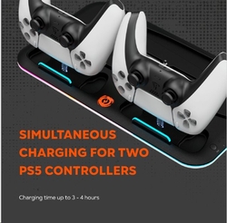 CANYON multifunkční chladící stojan pro PS5, nabíjení 2 PS5 ovladačů, černý