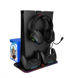 CANYON multifunkční chladící stojan pro PS5, nabíjení 2 PS5 ovladačů, černý
