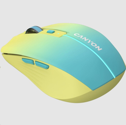 CANYON myš optická bezdrátová MW-44, LED Backlight, 800/1200/1600 dpi, 8 tl, BT+2,4GHz, bat 500mAh, žlutomodrá gradient