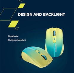 CANYON myš optická bezdrátová MW-44, LED Backlight, 800/1200/1600 dpi, 8 tl, BT+2,4GHz, bat 500mAh, žlutomodrá gradient