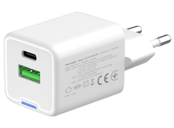 ColorWay 1x USB-C/ síťová nabíječka/ GaN/ PD/ PPS/ QC/ 30W/ Včetně 100cm kabelu/ Bílá