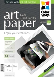 ColorWay ART nažehlovací papír tmavý 120g/m2, A4 5ks 