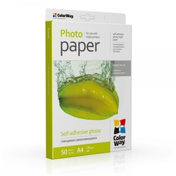 ColorWay fotopapír/ glossy self-adhesive 135g/m2, A4/ 50 kusů