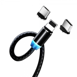 ColorWay nabíjecí kabel 3v1 USB - Lightning, microUSB a USB-C 1m, magnetický