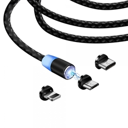 ColorWay kabel 3v1 USB - Lightning, microUSB a USB-C 1m, magnetický