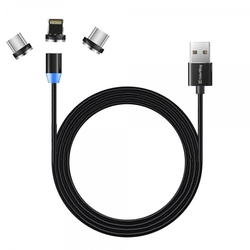 ColorWay kabel 3v1 USB - Lightning, microUSB a USB-C 1m, magnetický