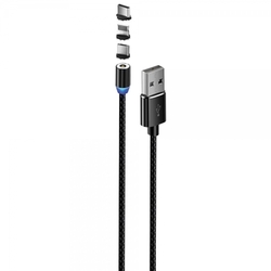 ColorWay kabel 3v1 USB - Lightning, microUSB a USB-C 1m, magnetický