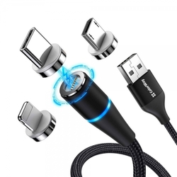 ColorWay kabel 3v1 USB - Lightning, microUSB a USB-C 1m, QC, magnetický