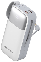 ColorWay powerbanka 30 000mAh, 1x USB QC3.0/ USB-C/ Lightning/ 22,5W/ Bílá