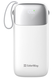 ColorWay powerbanka 30 000mAh, 1x USB QC3.0/ USB-C/ Lightning/ 22,5W/ Bílá