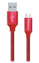 ColorWay USB - microUSB kabel 1m 2.1A, červená