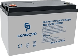 Conexpro baterie AGM 12V, 100Ah, životnost 10 let, M8
