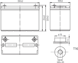 Conexpro baterie gelová, 12V, 100Ah, životnost 10-12 let, M8, Deep cycle