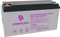 Conexpro baterie gelová, 12V, 150Ah, životnost 10-12 let, M8, Deep cycle