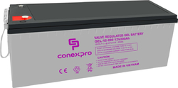 Conexpro baterie gelová, 12V, 200Ah, životnost 10-12 let, M8, Deep cycle