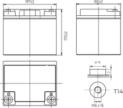 Conexpro baterie gelová, 12V, 40Ah, životnost 10-12 let, M6, Deep cycle