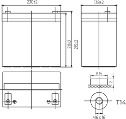 Conexpro baterie gelová, 12V, 55Ah, životnost 10-12 let, M6, Deep cycle