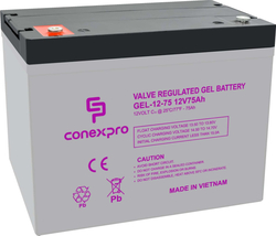 Conexpro baterie gelová, 12V, 75Ah, životnost 10-12 let, M6, Deep cycle