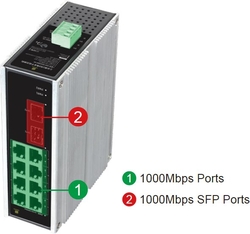 Conexpro GNT-IG1210GF-DC, Průmyslový switch na DIN lištu, 8x LAN, 2x SFP