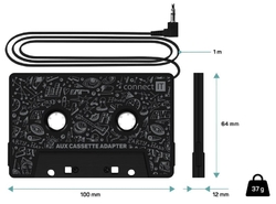 CONNECT IT AUX kazetový adaptér, 3,5 mm jack, ČERNÁ