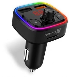 CONNECT IT CarRGB Bezdrátový FM transmitter, 2xUSB+MicroSD, ČERNÝ