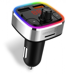 CONNECT IT CarRGB Bezdrátový FM transmitter, 2xUSB+MicroSD, STŘÍBRNÝ