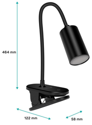 CONNECT IT CLIP 2 stolní Led lampička s klipem ČERNÁ