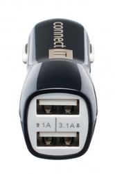 Connect IT InCarz Premium nabíječka do auta 2xUSB 3.1A+1A, černý